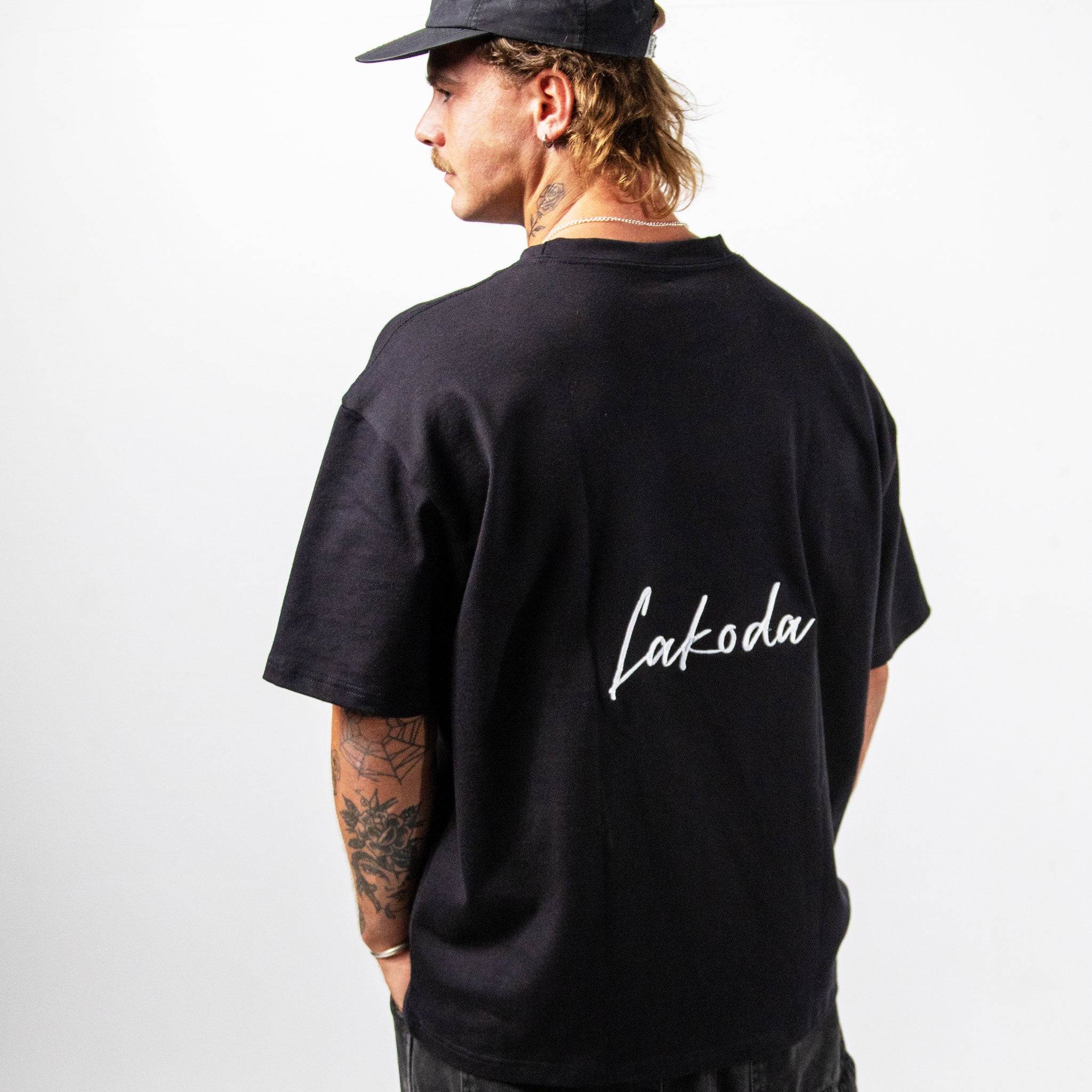 LAKODA Oversized Black Tee